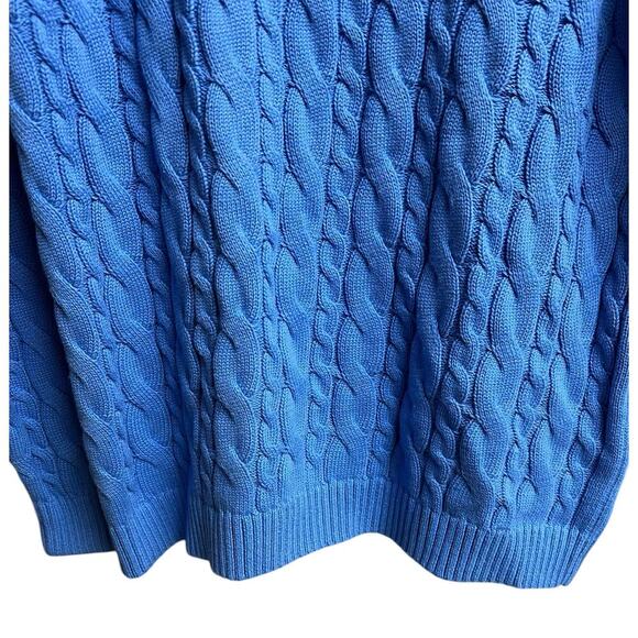 Lands' End Women's Cotton Drifter Cable Crew Neck Sweater Medium Light Blue - Picture 6 of 7
